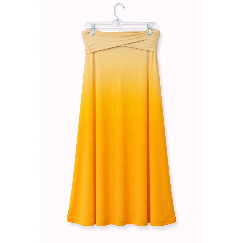 Y2K Ombre Slip Skirt Womens Size M Hippie Yellow Summer Tye Dye Colorful 90s